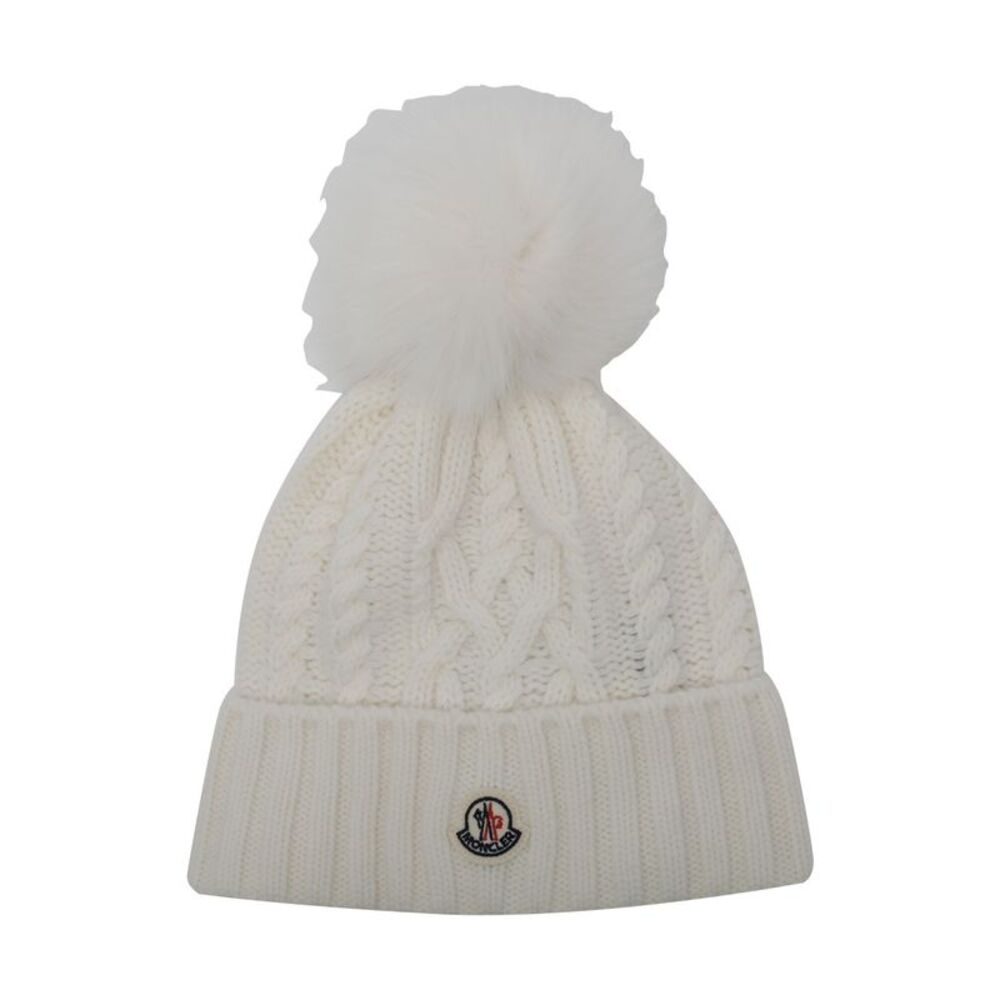 Moncler Women Logo Beanie With Pompon